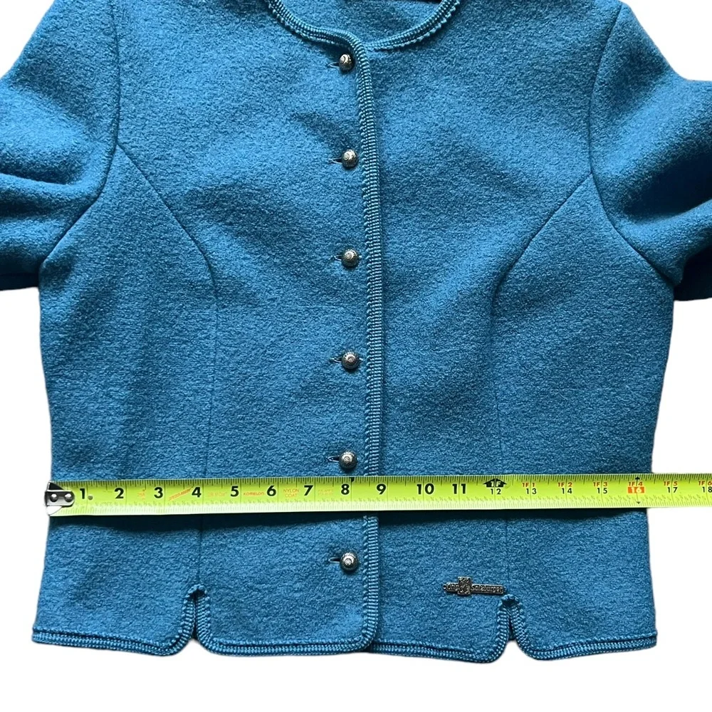 Salzburger Wool Trachten Cardigan Sweater Jacket Austrian Cardigan Blue Size L - Picture 13 of 14